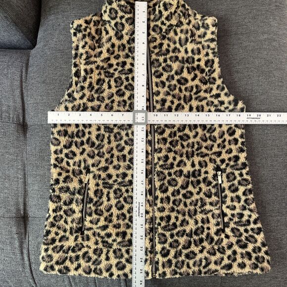 CALVIN KLEIN Sherpa Faux Fur‎ Vest Leopard Print Pockets Full Zip Women's Small - Picture 7 of 9